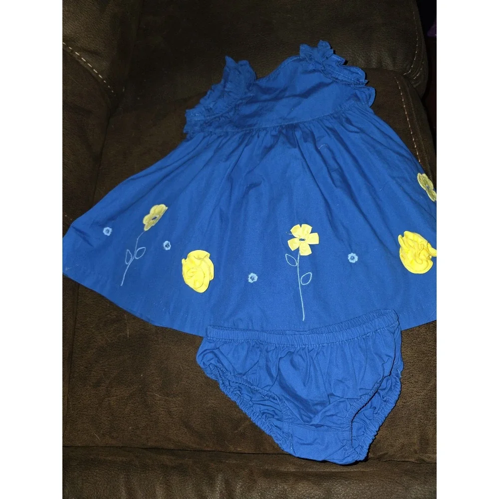 Gymboree‎ layette line baby girl blue floral dress size 12 18 months